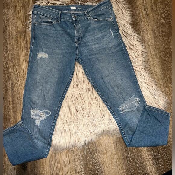 Old navy rock star super skinny distressed blue jeans - Picture 2 of 15
